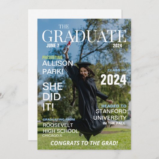 Modern Magazine Photo Afstuderen Aankondiging (Voorkant / Achterkant)