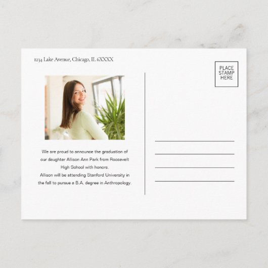 Modern Magazine Photo Afstuderen Aankondigingskaart (Achterkant)
