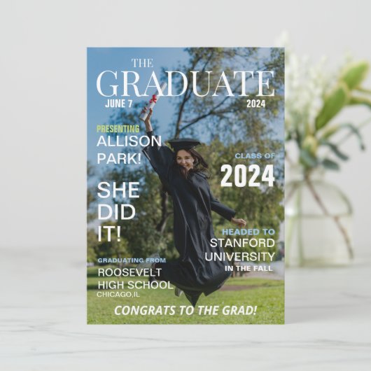 Modern Magazine Photo Afstuderen Kaart (Staand voorkant)