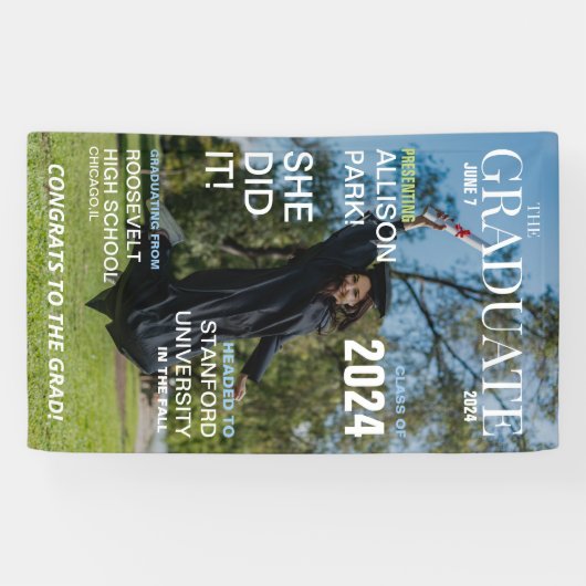 Modern Magazine Photo Afstuderen Spandoek (Horizontaal)