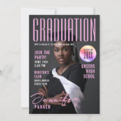 Modern Magazine Pink Graduation School Bachelor Kaart (Voorkant)