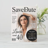 Modern Magazine Verjaardag Save the Date Uitnodige Feestdagenkaart (Staand voorkant)