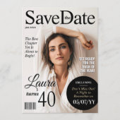 Modern Magazine Verjaardag Save the Date Uitnodige Feestdagenkaart (Voorkant)