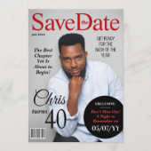 Modern Magazine Verjaardag Save the Date Uitnodige Feestdagenkaart (Voorkant)