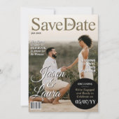 Modern Magazine Verloving Save the Date Uitnodigen Feestdagenkaart (Voorkant)