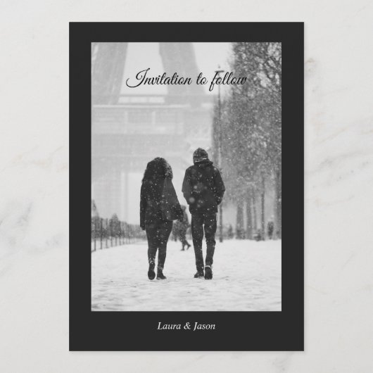 Modern Magazine Verloving Save the Date Uitnodigen Feestdagenkaart (Achterkant)