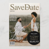 Modern Magazine Verloving Save the Date Uitnodigen Feestdagenkaart (Voorkant)