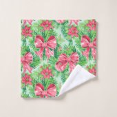 Modern magenta and red Christmas preppy bath towel Bad Handdoek (Wasdoekje)