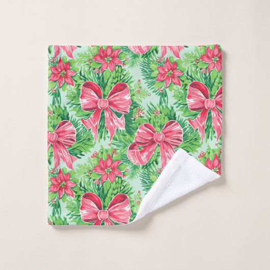 Modern magenta and red Christmas preppy bath towel Bad Handdoek (Wasdoekje)