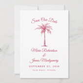 Modern Magenta Beach Weddenschap Save the Date (Voorkant)