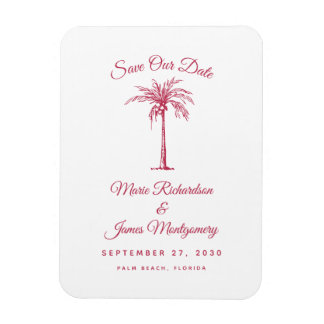 Modern Magenta Beach Weddenschap Save the Date Magneet
