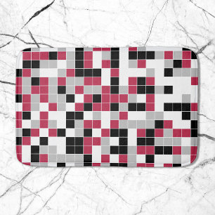 Modern Magenta Black Grey Geometric Badmat