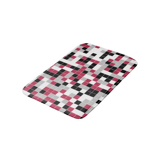 Modern Magenta Black Grey Geometric Badmat (Gekanteld)