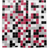 Modern Magenta Black Grey Geometric Douchegordijn (Voorkant)
