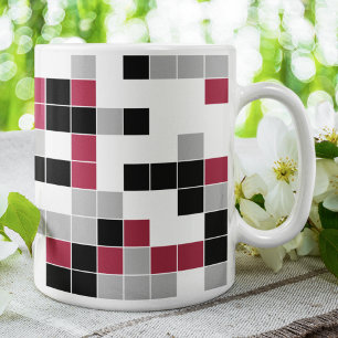 Modern Magenta Black Grey Geometric Koffiemok