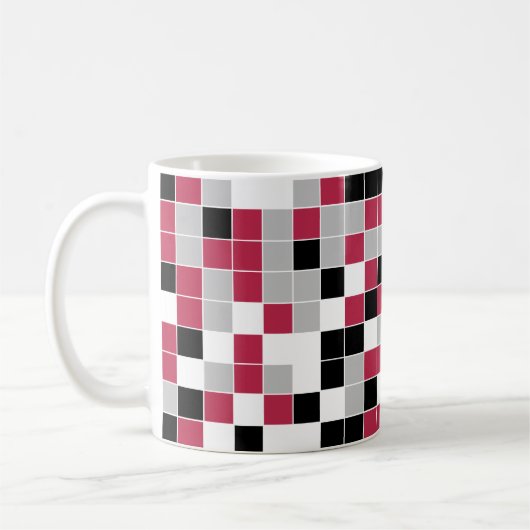 Modern Magenta Black Grey Geometric Koffiemok (Links)