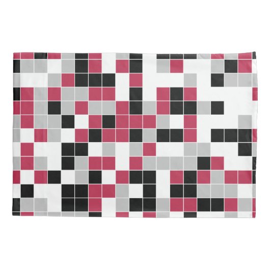 Modern Magenta Black Grey Geometric Kussensloop (Achterkant-Links)