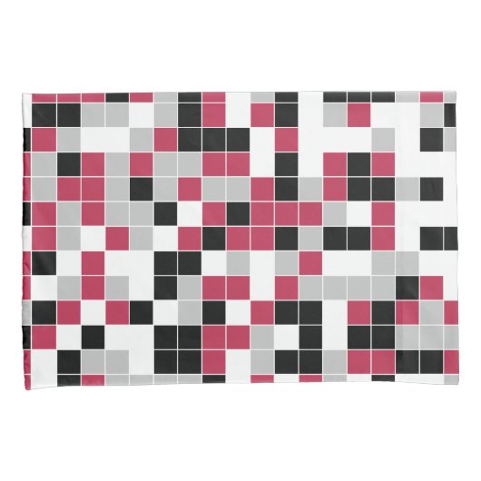 Modern Magenta Black Grey Geometric Kussensloop (Voorkant-Rechts)