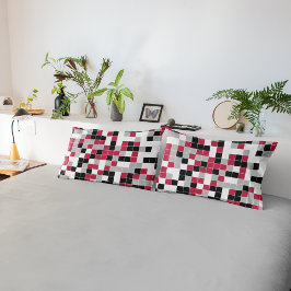 Modern Magenta Black Grey Geometric Kussensloop
