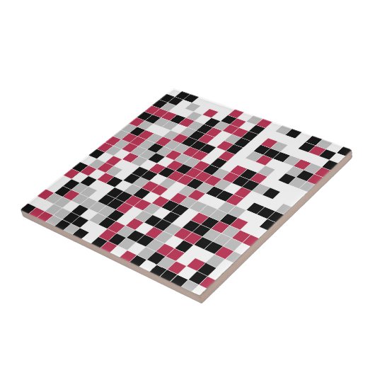 Modern Magenta Black Grey Geometric Tegeltje (Zijkant)