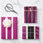 Modern Magenta Black White Bold Stripes Inpakpapier Vel<br><div class="desc">Magenta,  the bold sister of red and purple! Makes a statement and catches the eye wherever you see it! 
 Let it be seen!</div>