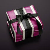 Modern Magenta Black White Bold Stripes Inpakpapier Vel