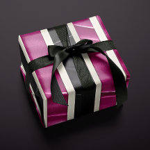 Modern Magenta Black White Bold Stripes