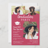 Modern magenta Brushstroke 3 afstuderen foto's Kaart (Voorkant)