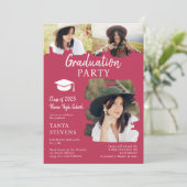 Modern magenta Brushstroke 3 afstuderen foto's Kaart (Staand voorkant)