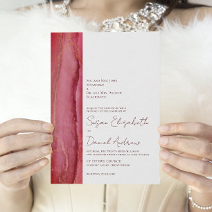 Modern Magenta Coral Wedding Kaart
