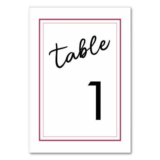 Modern Magenta en Black Minimal Wedding Kaart (Voorkant)
