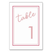Modern Magenta en Roos Weddenschap Tabelnummer Kaart (Voorkant)