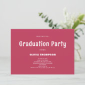 Modern Magenta Graduation Party Invitation Kaart (Staand voorkant)
