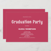 Modern Magenta Graduation Party Invitation Kaart (Voorkant / Achterkant)