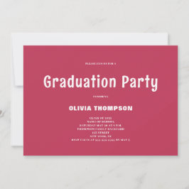 Modern Magenta Graduation Party Invitation Kaart