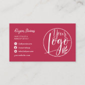 Modern magenta hair make-up foto logo qr code visitekaartje (Voorkant)