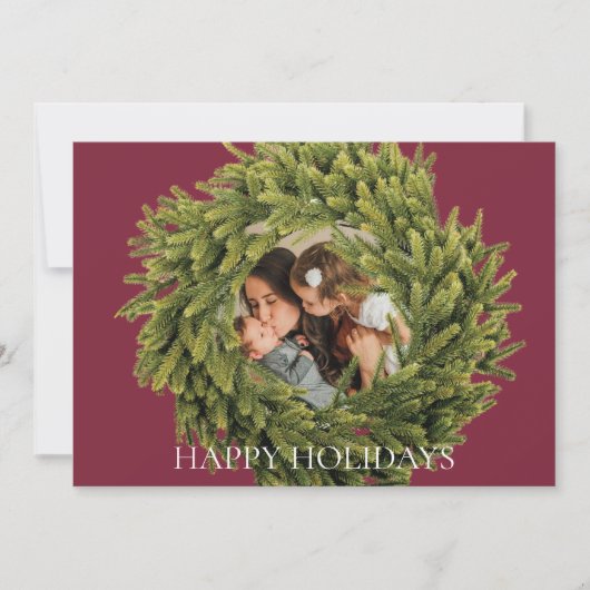 Modern magenta kerstfoto feestdagenkaart (Voorkant)