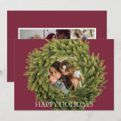 Modern magenta kerstfoto feestdagenkaart (Voorkant / Achterkant)