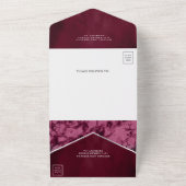 Modern Magenta Marble Blauwgroen Glitter Wedding All In One Uitnodiging (Buitenkant)