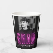 Modern Magenta Neon Afstuderen Papieren Bekers (Voorkant)