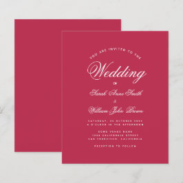 Modern magenta Red Budget Wedding
