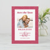 Modern Magenta Red Pattern | De datumfoto opslaan Save The Date (Staand voorkant)
