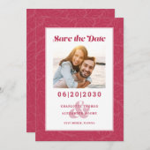 Modern Magenta Red Pattern | De datumfoto opslaan Save The Date (Voorkant / Achterkant)