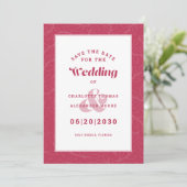 Modern Magenta Red Pattern Wedding Verloving Save The Date (Staand voorkant)