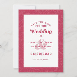 Modern Magenta Red Pattern Wedding Verloving Save The Date