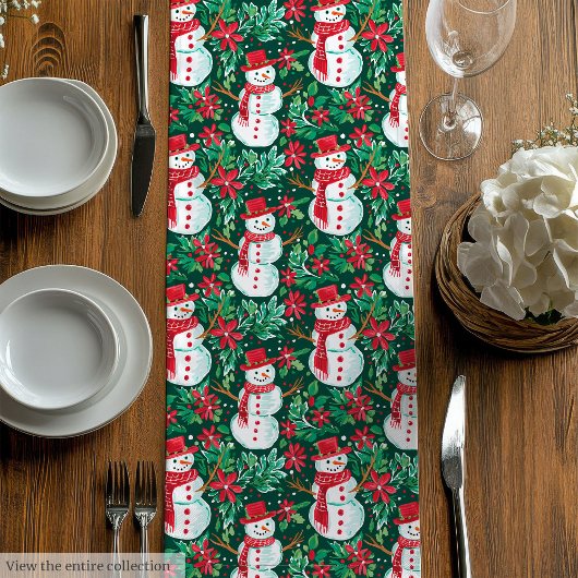 Modern magenta red preppy Christmas table runner Medium Tafelloper