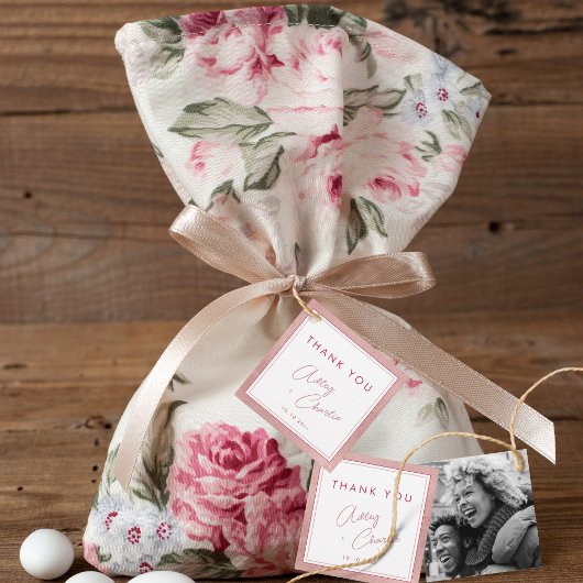 Modern Magenta Roos Gold Minimal Wedding Favor Lab Bedankjes Labels