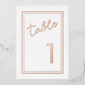 Modern Magenta Roos Gold Wedding Folie Table Numbe Folie Uitnodiging (Voorkant)