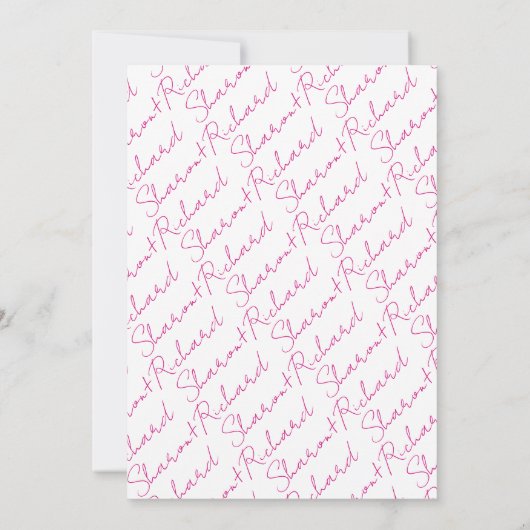 Modern magenta roze script kalligrafie bruiloft kaart (Achterkant)