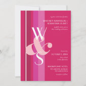 Modern Magenta Stripe Monogram Ampersand Wedding Kaart (Voorkant)